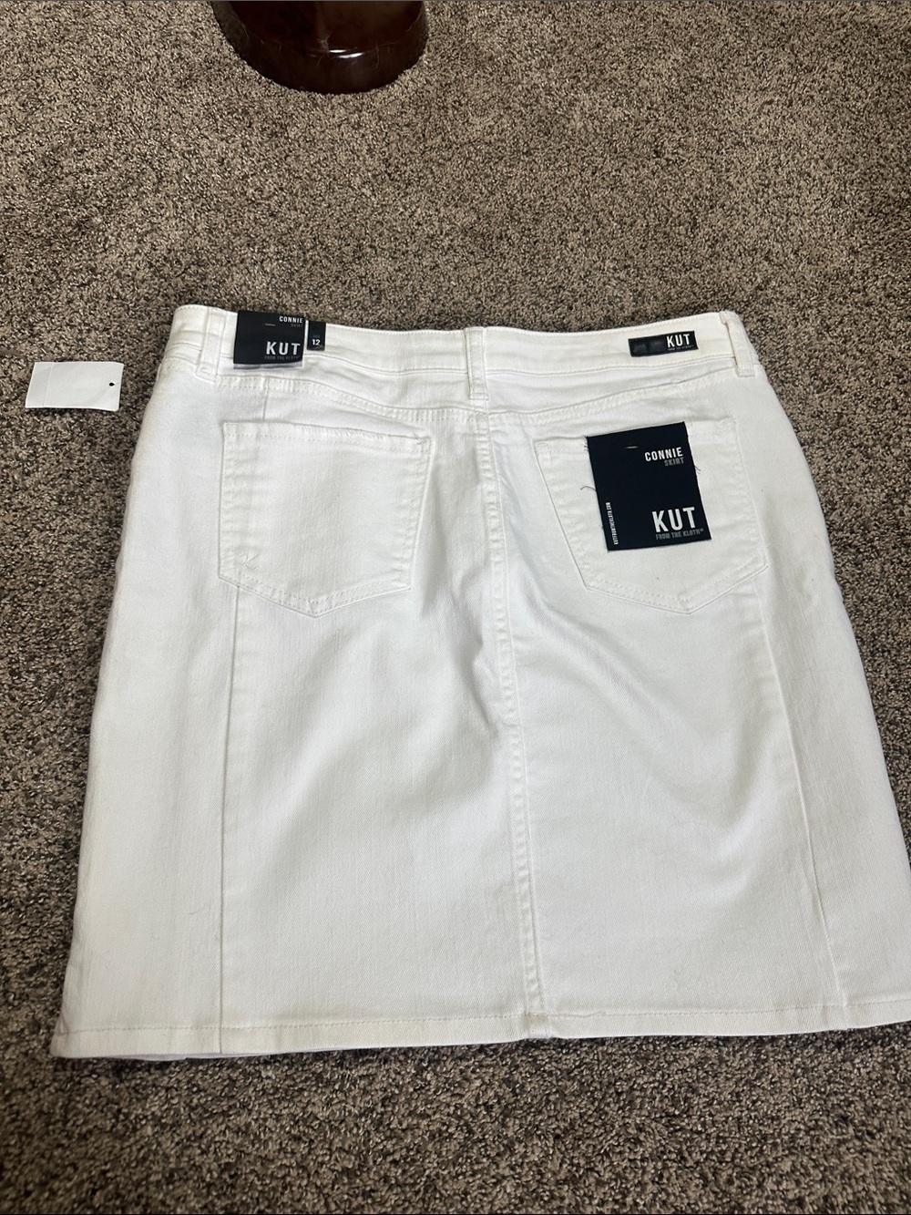 Kut from the Kloth White Denim Mini Skirt with Front Pockets - Picture 7 of 10